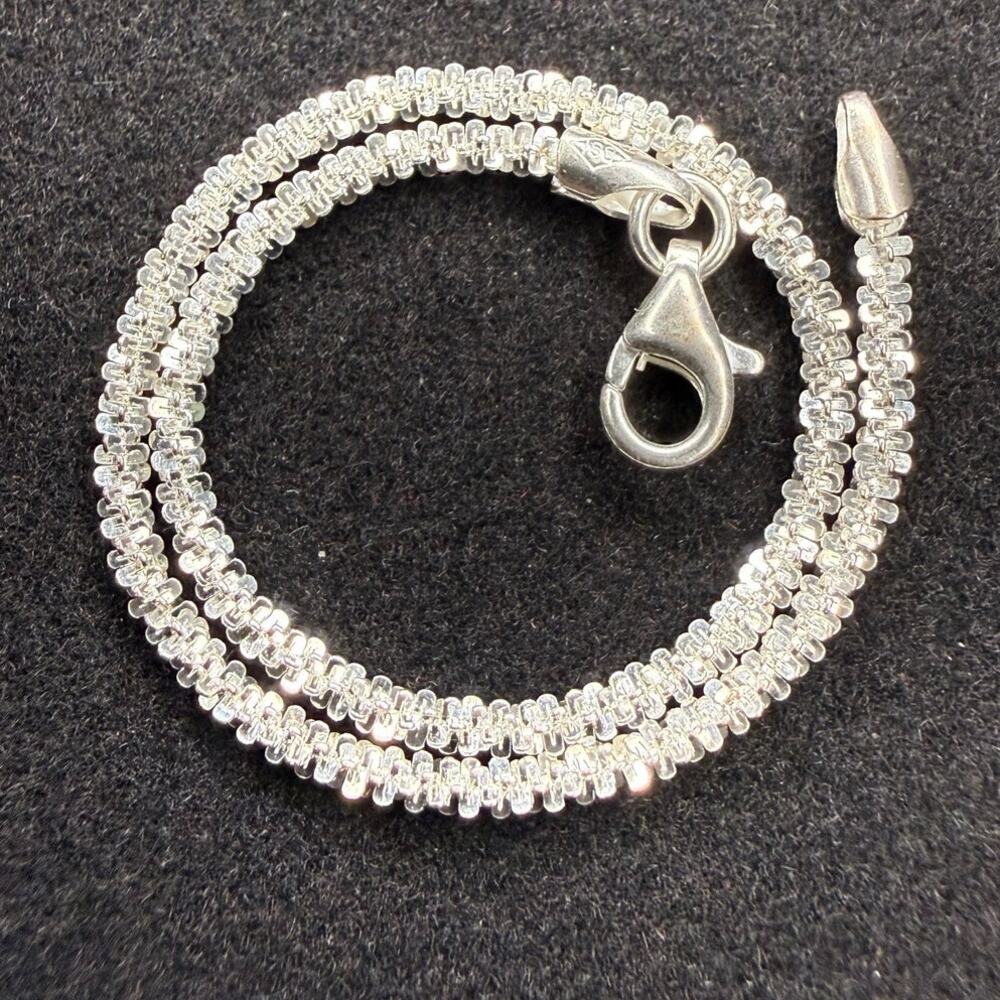 Solid 925 Sterling Silver Twisted Rock Bracelet 7" Long 2mm Wide